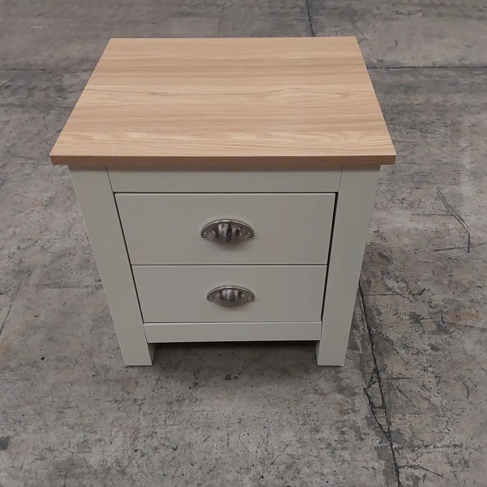 DESIGNER 2 DRAWER WOODEN BEDSIDE TABLE