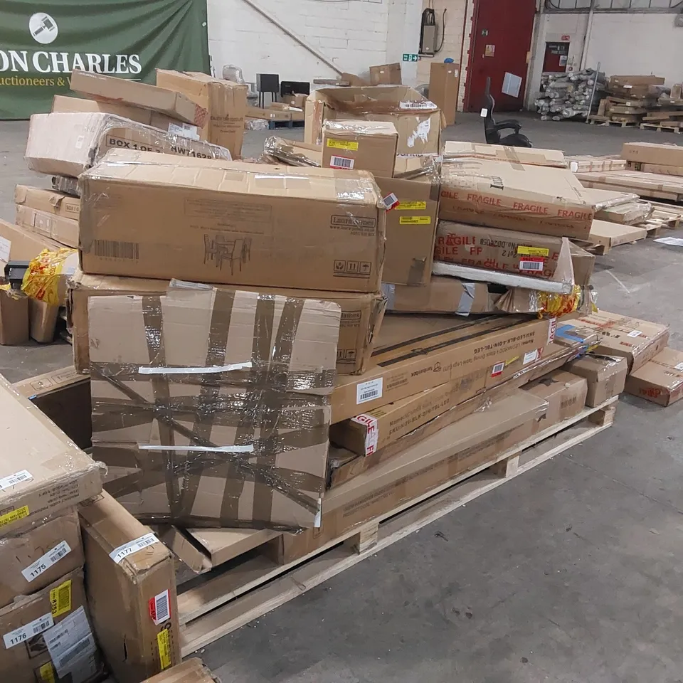 PALLET OF ASSORTED CONSUMER PRODUCTS/FURNITURE PARTS 