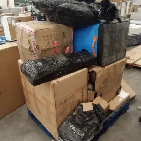 PALLET OF ASSORTED INCOMPLETE FURNITURE PARTS AND PIECES