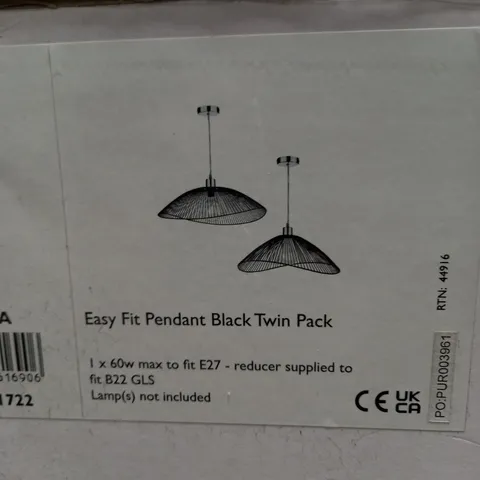 ONZA EASY FIT PENDANT BLACK TWIN PACK