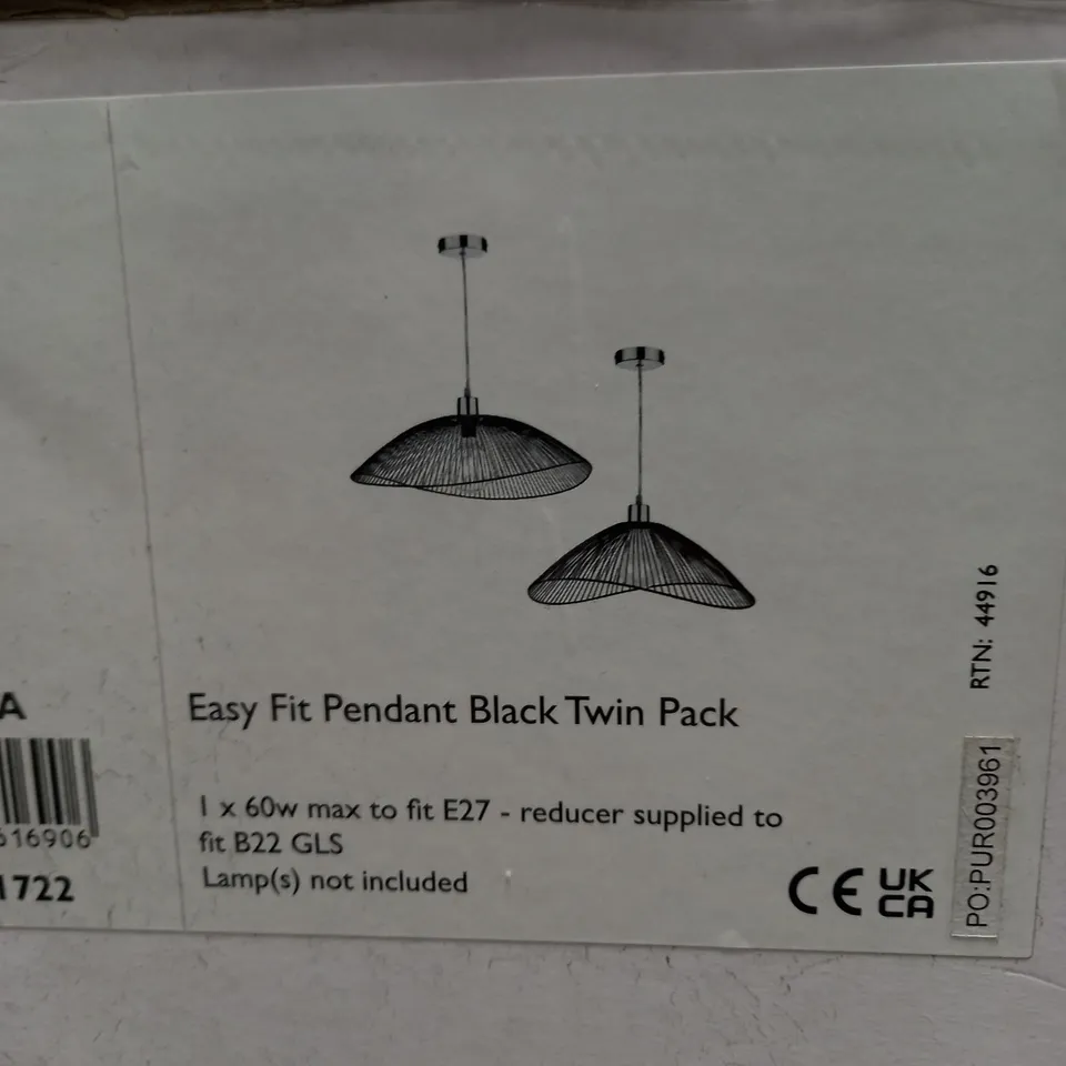 ONZA EASY FIT PENDANT BLACK TWIN PACK