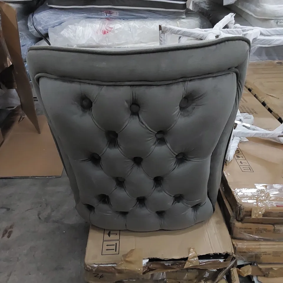 BOXED ROCCO GREY VELVET DINING CHAIRS - SET OF 2 (1 BOX)