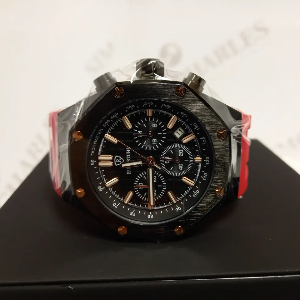 RUCKSTUHL CHRONOGRAPH STYLE RUBBER STRAP WATCH RRP £560