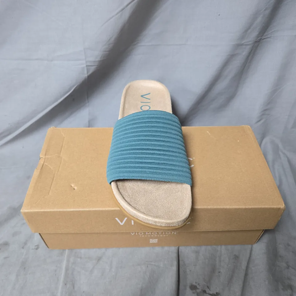 BOXED VIONIC EVIE KNIT SLIDE SANDALS – BLUE, UK SIZE 7