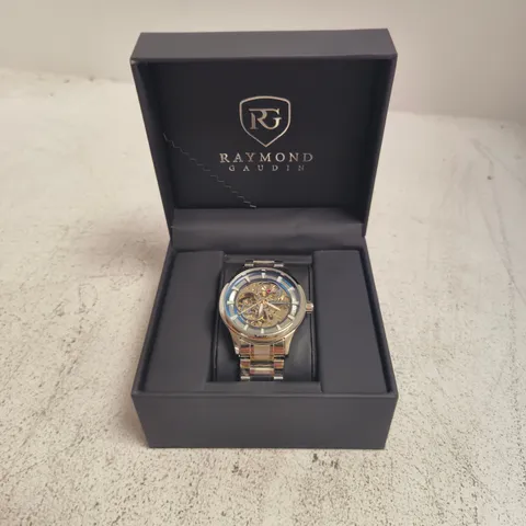 RAYMOND GAUDIN SKELETON AUTOMATIC WATCH – STAINLESS STEEL BRACELET IN BOX