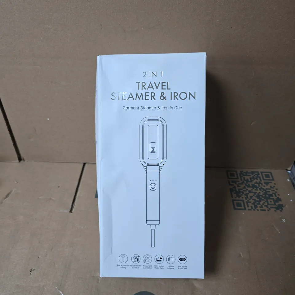 2-IN-1 TRAVEL GARMENT STEAMER & IRON – WHITE