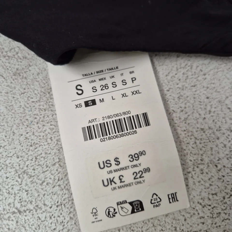 ZARA BLACK RUCHED STRAP-TOP WITH TIE STRAPS, UK SIZE S