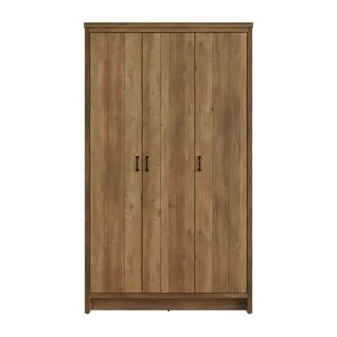 BOXED GFW BOSTON 3 DOOR KNOTTY OAK WOOD WARDROBE (3 BOXES)
