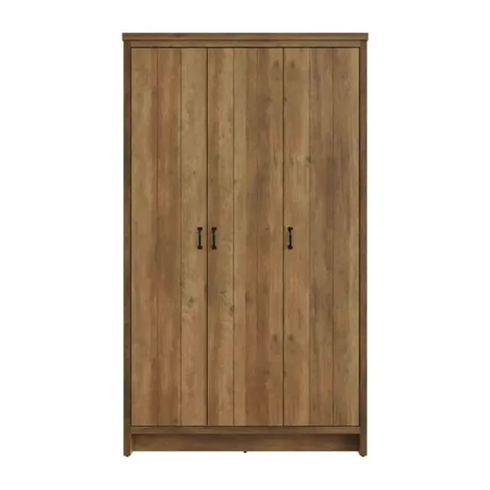 BOXED GFW BOSTON 3 DOOR KNOTTY OAK WOOD WARDROBE (3 BOXES)