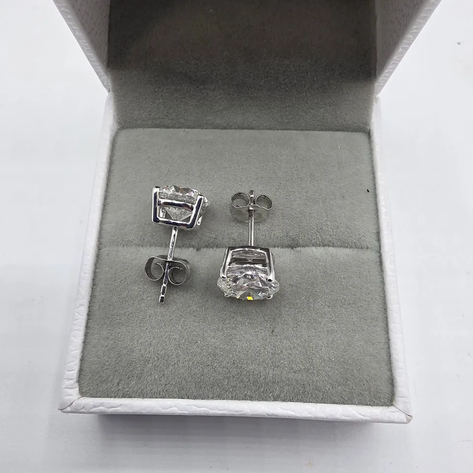 PLATINUM STUD EARRINGS SET WITH LAB GROWN DIAMONDS WEIGHING +-4.06CT