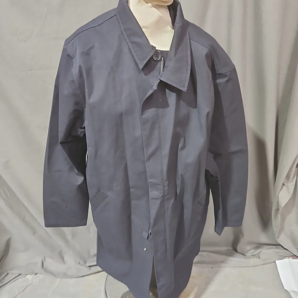 PERCIVAL MENS GREYSON LONG TRENCH COAT WATERPROOF IN MIDNIGHT WITH OLIVE - LARGE