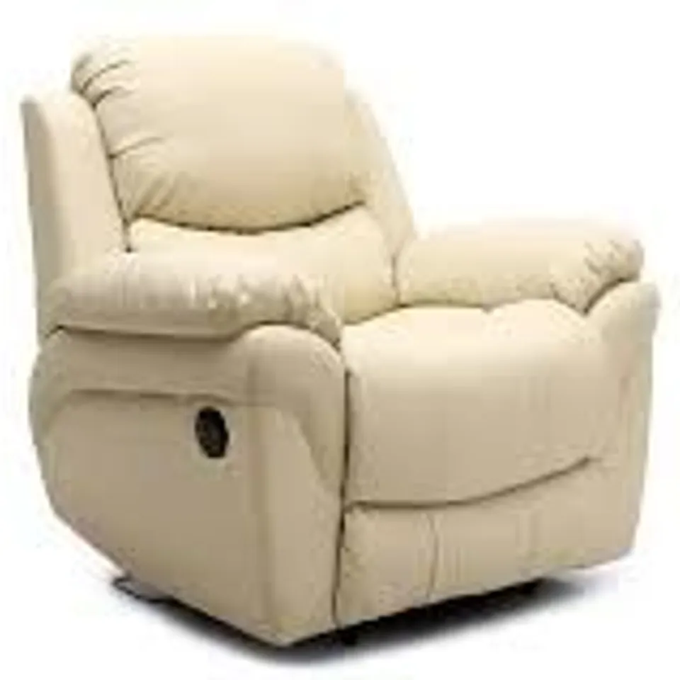 BOXED DESIGNER RICHMOND CREAM LEATHER POWER RECLINING EASY CHAIR (2 BOXES)