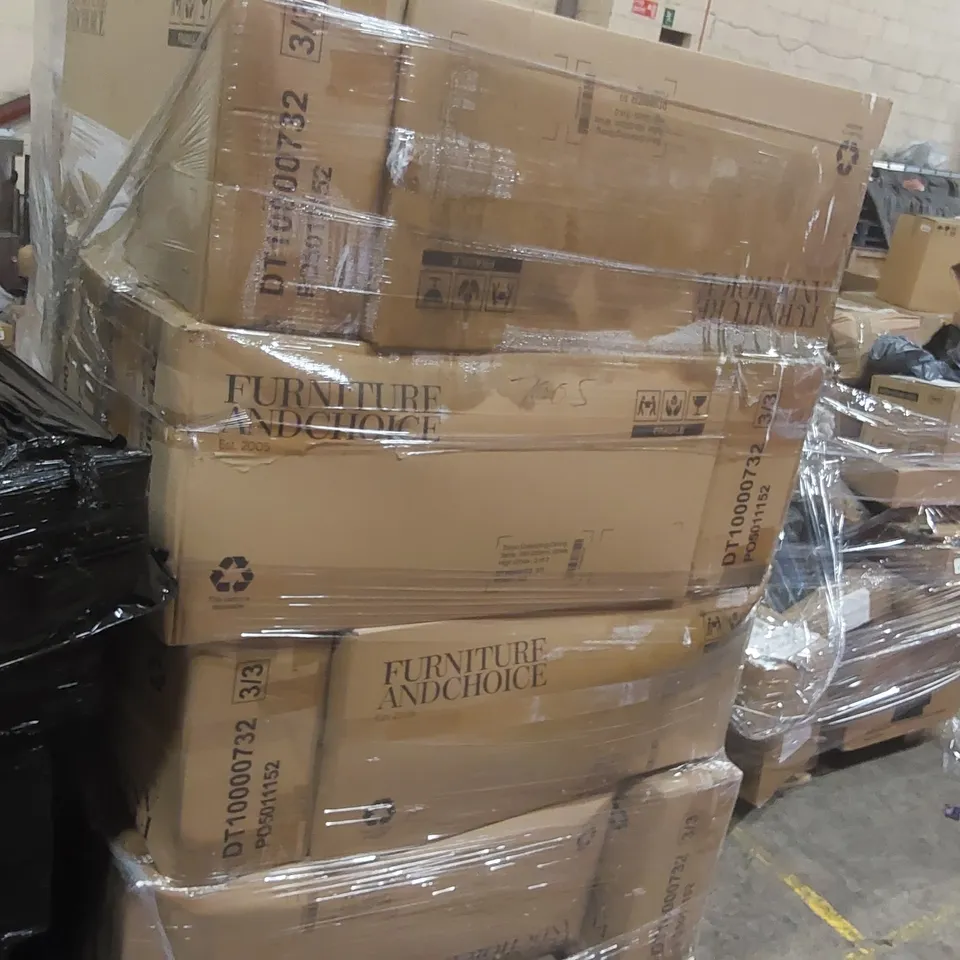 PALLET CONTAINING A LARGE QUANTITY OF INCOMPLETE DINING TABLE PARTS