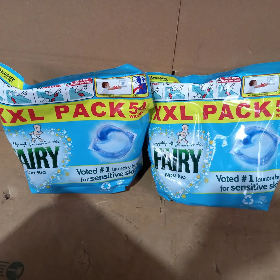 LOT OF 2 ASSORTED FAIRY NON BIO XXL LAUNDRY PACKS