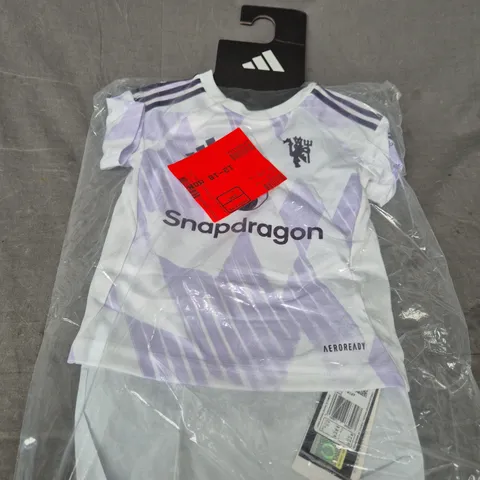KIDS MANCHESTER UNITED AWAY SHIRT AND SHORTS - SIZE 12/18 MONTHA