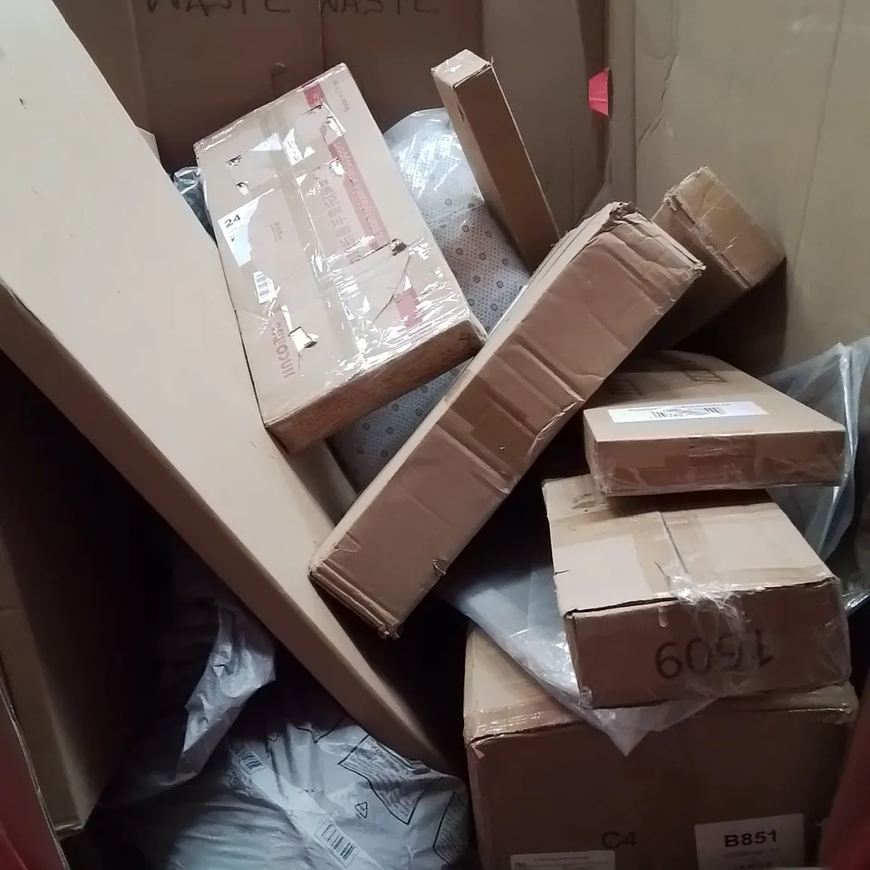 PALLET OF ASSORTED HOUSEHOLD GOODS AND PRODUCTS TO INCLUDE; SHOE RACKS, BOXED FURNITURE ETC 