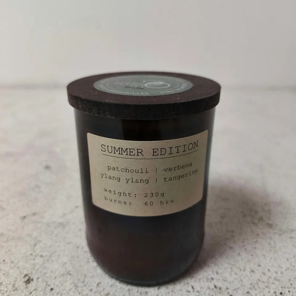 SUMMER EDITION SCENTED CANDLE – PATCHOULI, VERBENA, YLANG YLANG & TANGERINE, 230G