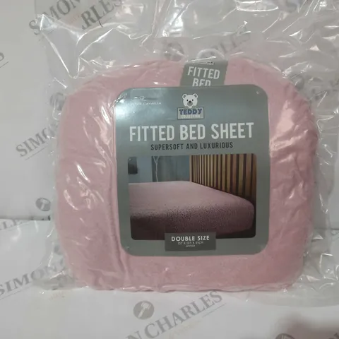 GAVENO CAVALIA TEDDY COLLECTION FITTED BED SHEET - DOUBLE - PINK