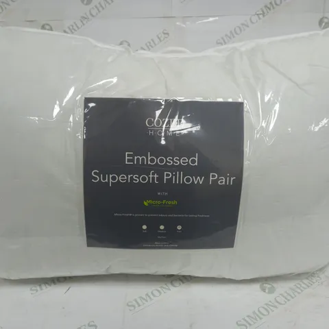 SUPERSOFT BY COZEE HOME SET OF 2 EMBOSSED MICROFRESH PILLOWS