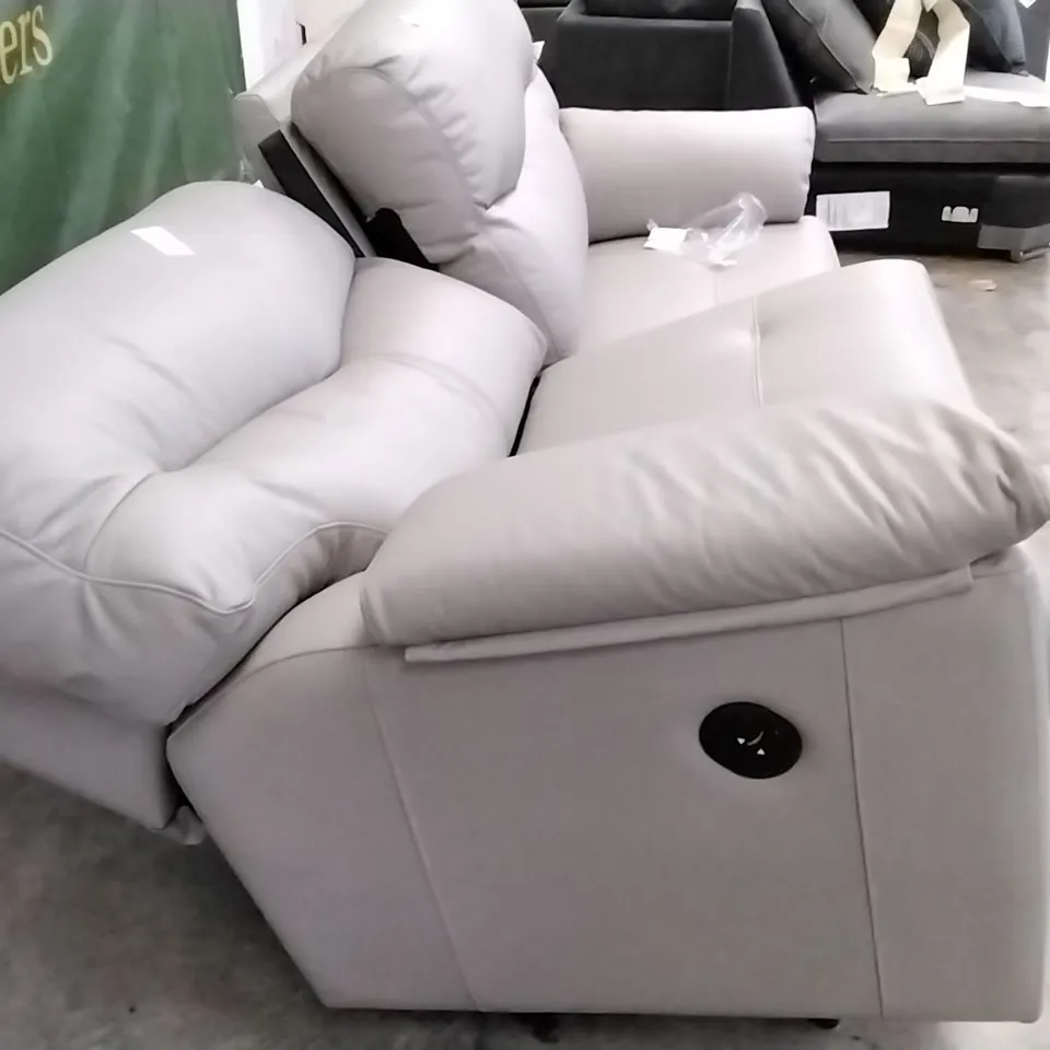 QUALITY BRITISH DESIGNER G PLAN MANUFACTURED STRATFORD 3 SEATER ELECTRIC RECLINER DBL SOFA - CAMBRIDGE GREY LEATHER