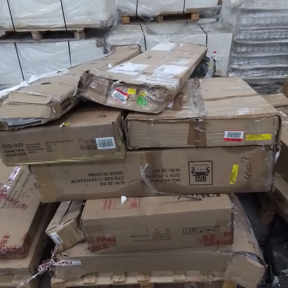 PALLET TO CONTAIN AN ASSORTMENT OF DESIGNER FURNITURE PARTS. 