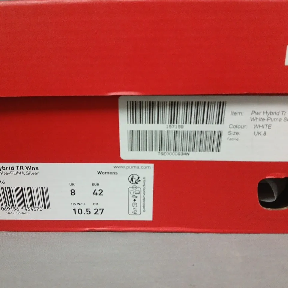BOXED PUMA PWR HYBRID TR WNS WHITE TRAINERS – UK 8 