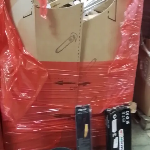PALLET OF ASSORTED HOUSEHOLD GOODS AND PRODUCTS TO INCLUDE;STEERING WHEEL LOCK TOOL,SCOOTER,PLANT POT