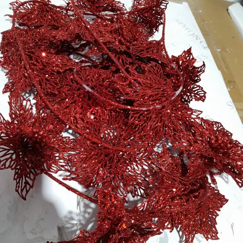 BOXED UNBRANDED RED GLITTERY FLOWER DECORATION
