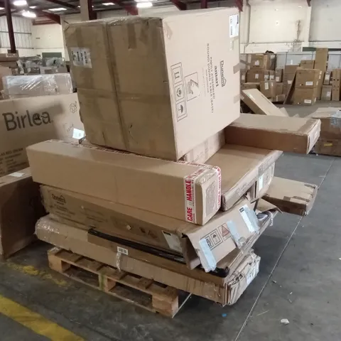 PALLET OF ASSORTED INCOMPLETE DESIGNER FURNITURE PARTS AND PIECES 