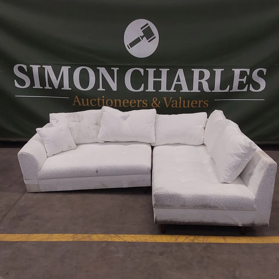 RUNE FABRIC CORNER SOFA - CREAM RRP £1099