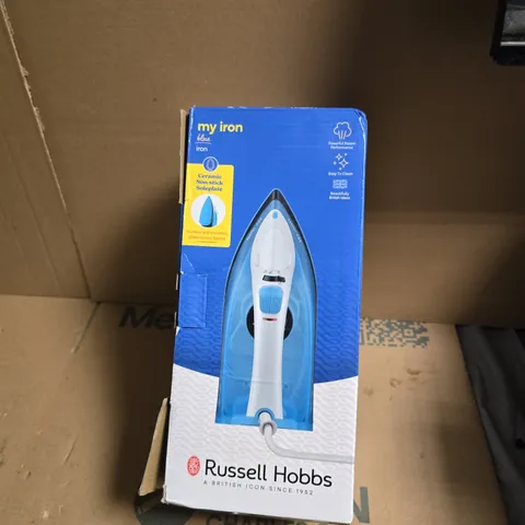 RUSSELL HOBBS MY IRON BLUE STEAM IRON – CERAMIC NON-STICK SOLEPLATE, BOXED