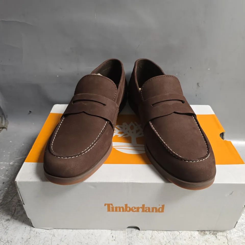 BOXED PAIR OF TIMBERLAND CLASSIC BOAT SHOES IN COCOA - UK 11