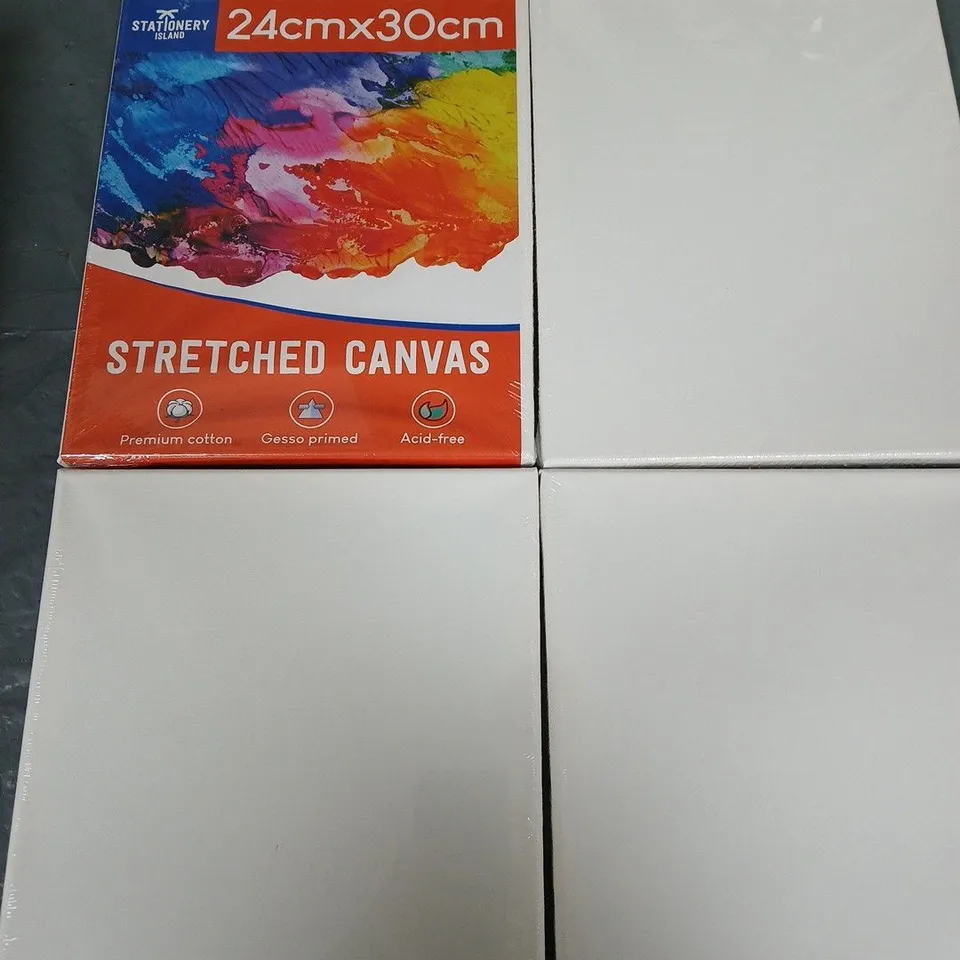 4 X SEALED STATIONARY ISLAND STRETCHED CANVASES - 24X30CM