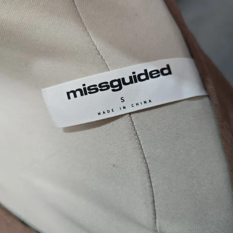 MISSGUIDED WOMEN'S TAUPE WRAP-FRONT TOP/DRESS, UK SMALL (S)