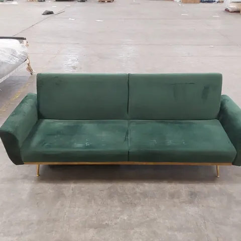 DESIGNER LARGE CLIC CLAC VELVET UPHOLSTERED SOFA BED - GREEN