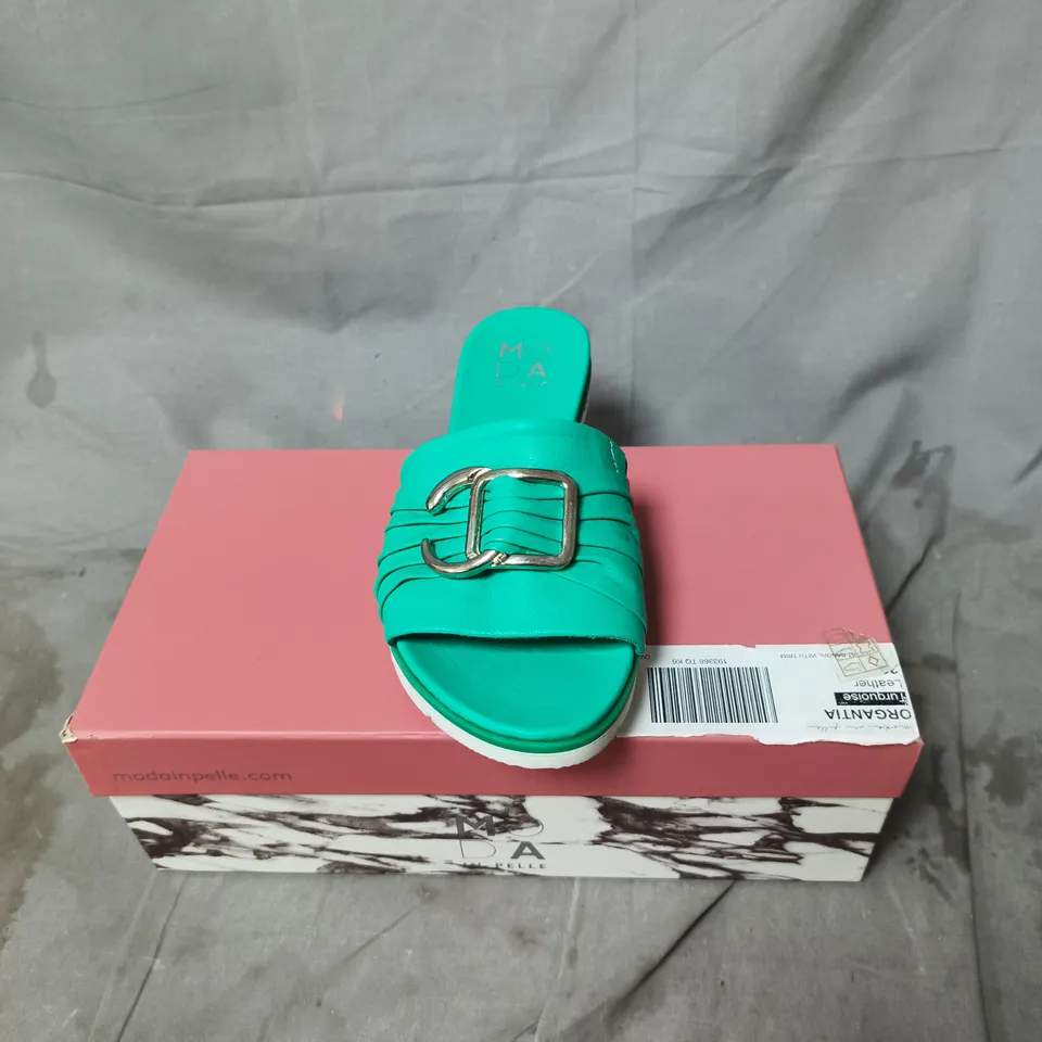 MODA PELLE TURQUOISE SLIDE SANDALS – WOMEN'S FOOTWEAR EU SIZE 39