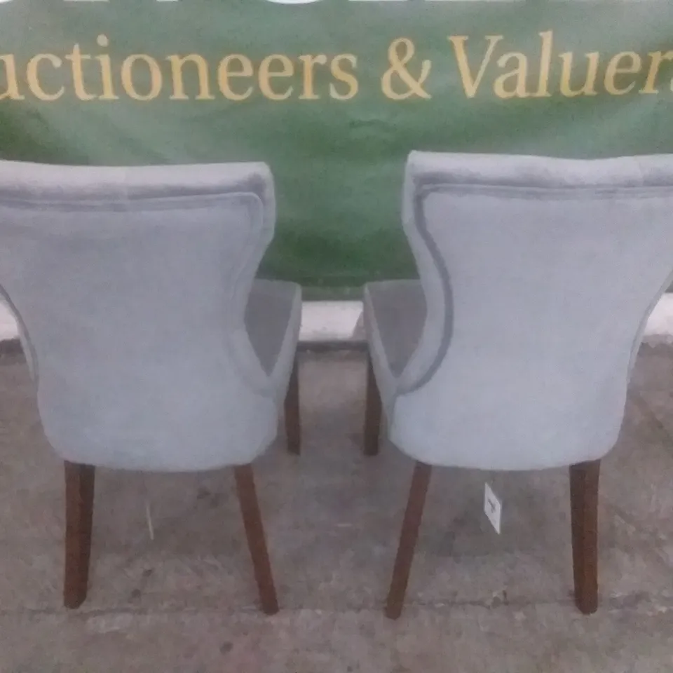SET OF 2 NEW KENSINGTON GREY VELVET BUTTON BACK DINING CHAIR (DARK LEG)