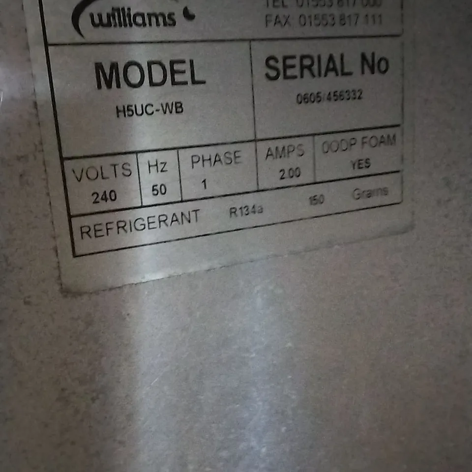 WILLIAMS H5UC  UNDER COUNTER FRIDGE