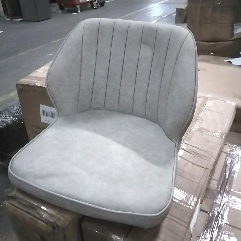 BOXED SET OF 2 DANFORTH LIGHT GREY LEATHER BARSTOOLS