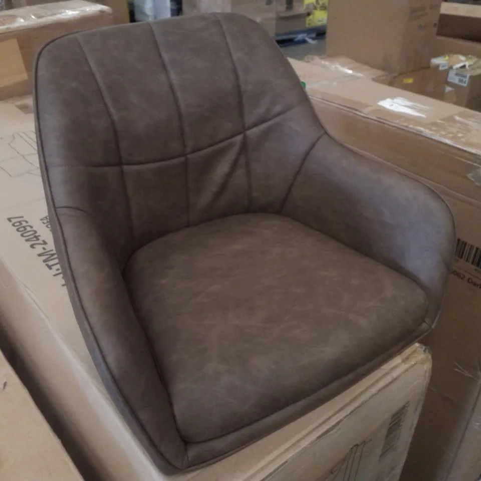 BOXED SET OF 2 DARK BROWN FAUX LEATHER DINING CHAIRS