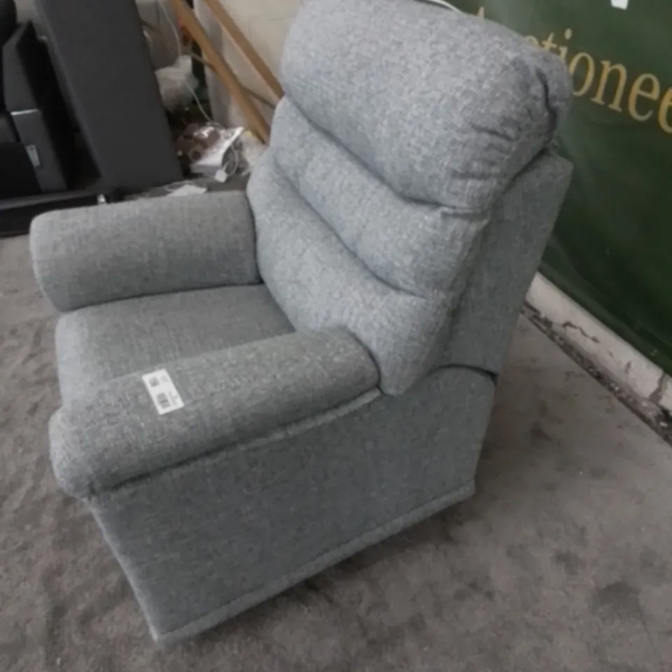 DESIGNER G PLAN MADE MALVERN AROLA SKY FABRIC ELECTRIC RECLINING ARM CHAIR