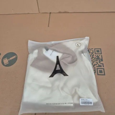 MANIÈRE DE VOIR BOXY POLO SHIRT WITH CROCHET DETAIL – CREAM (L)