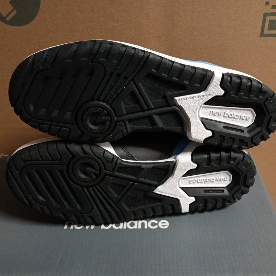 NEW BALANCE 550 KIDS TRAINERS – BLACK WITH TURQUOISE LACES - UK 3