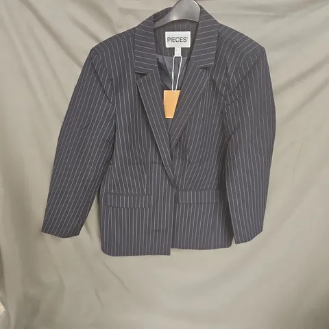 PIECES NAVY PINSTRIPE BLAZER – WOMEN'S TAILORED JACKET SIZE L