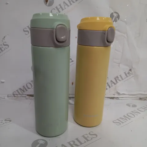 LOCK & LOCK SET OF 2 STAINLESS INSULATED DAILY POP PASTEL WATER BOTTLES