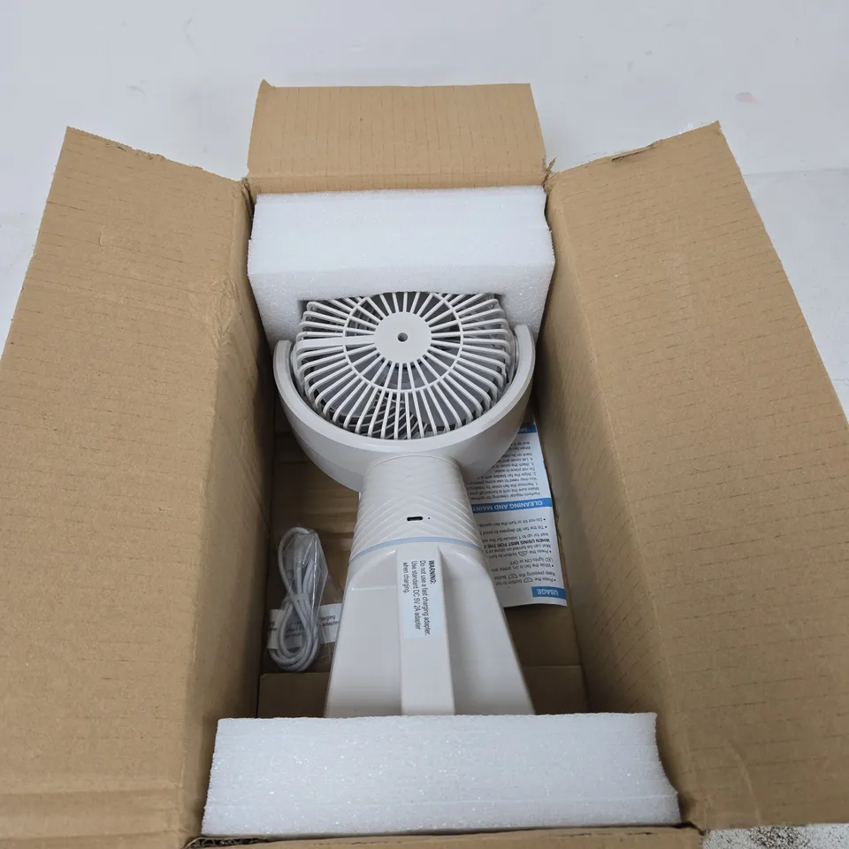 BELL & HOWELL RECHARGEABLE TURBO MISTING DESK FAN – BOXED