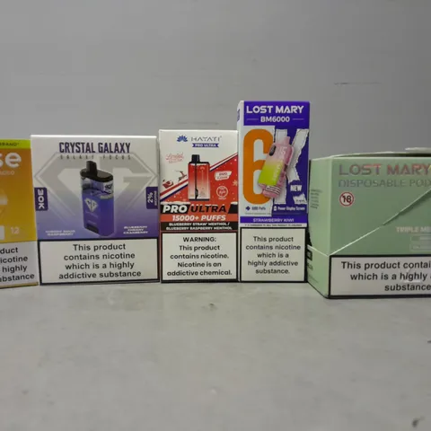 APPROXIMATELY 15 ASSORTED E-CIGARETTE PRODUCTS TO INCLUDE - LOST MARY , HAYATI , VUSE ETC