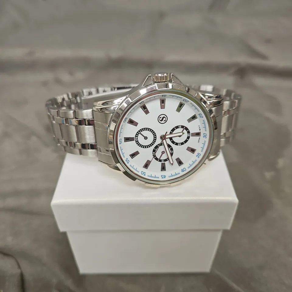 STRADA STAINLESS STEEL CHRONOGRAPH WATCH – WHITE DIAL 