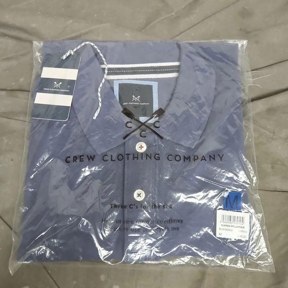 CREW CLOTHING COMPANY CLASSIC PIQUE POLO SHIRT – INDIGO BLUE, UK M