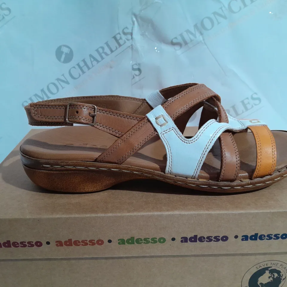 ADESSO TAN BUCKLE PLATFORM SANDALS -SIZE 6